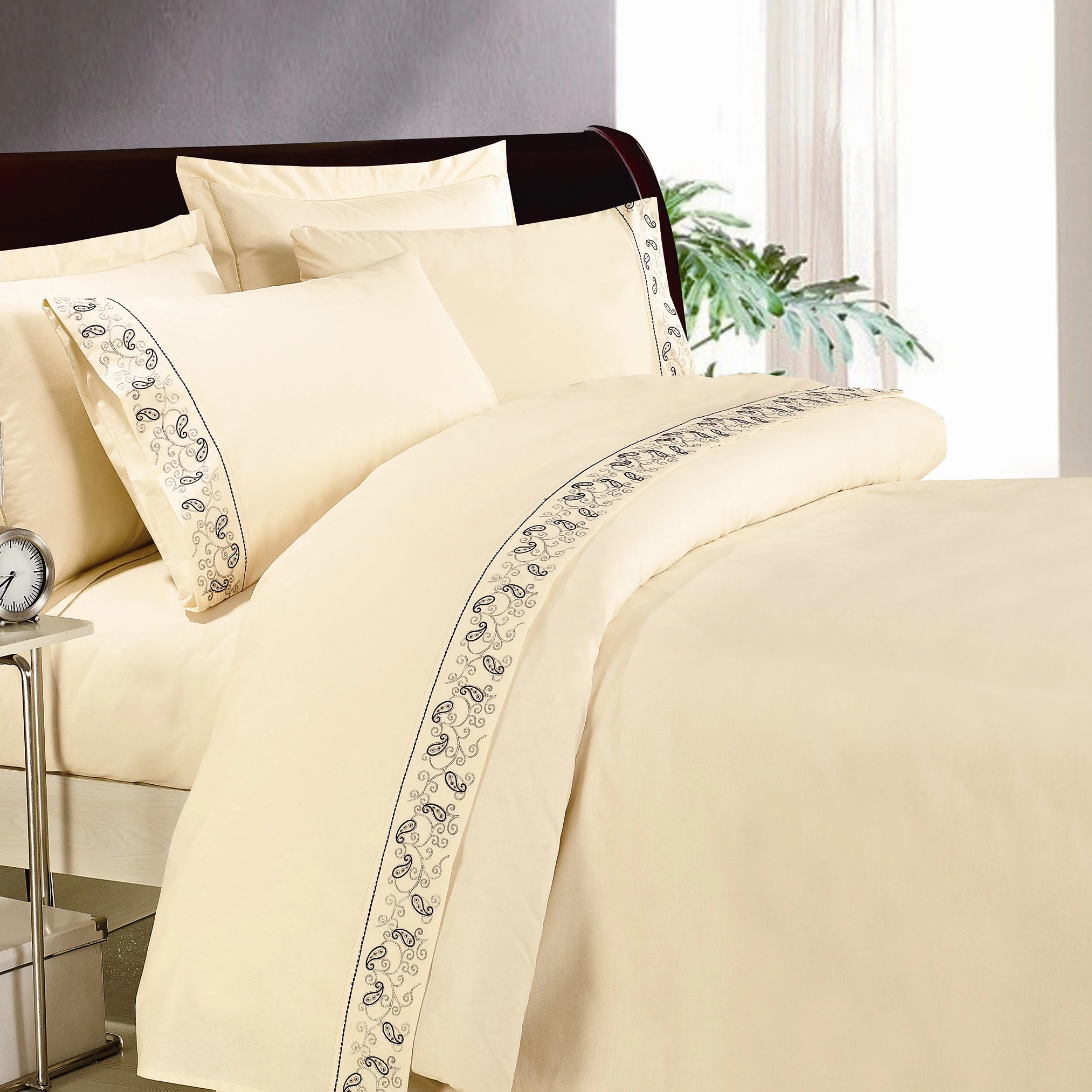 KOSMOS embroidery lace hem best selling beautiful bed fitted sheet set