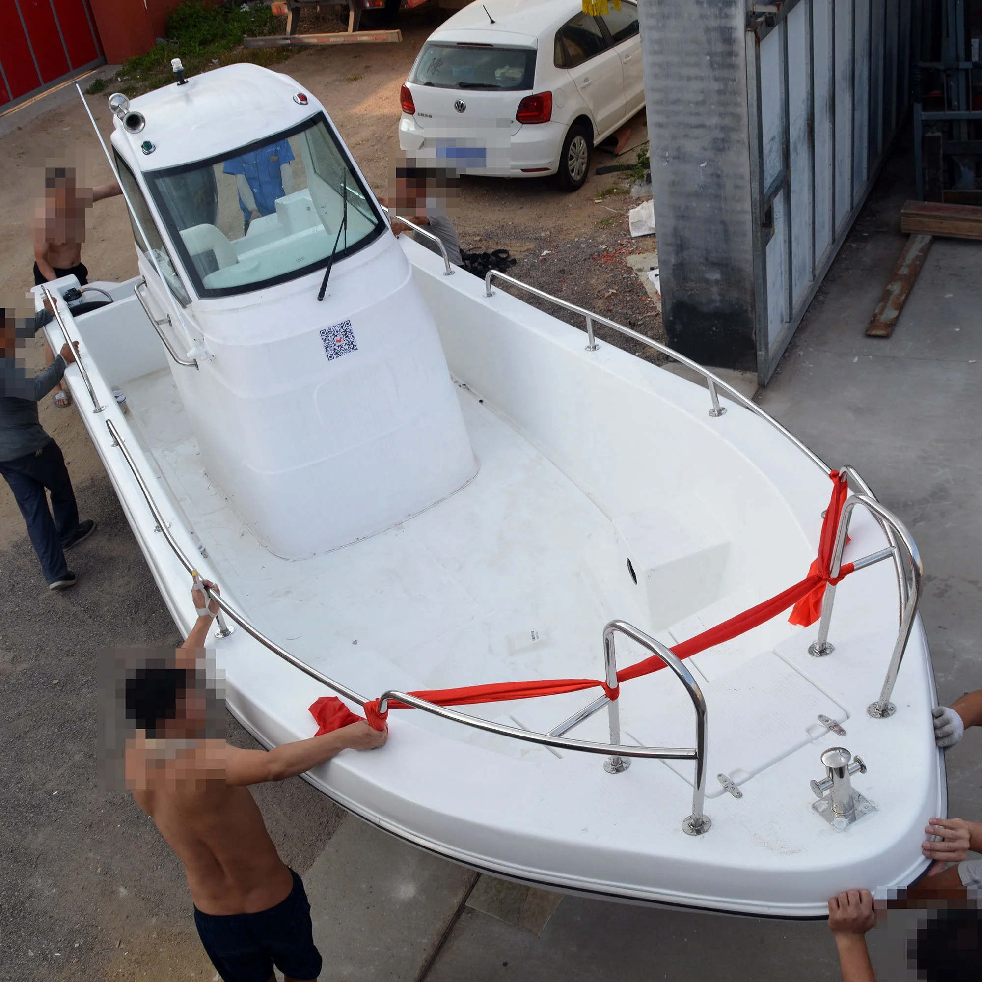 6.8 meter double hull fiberglass fishing boat for diving