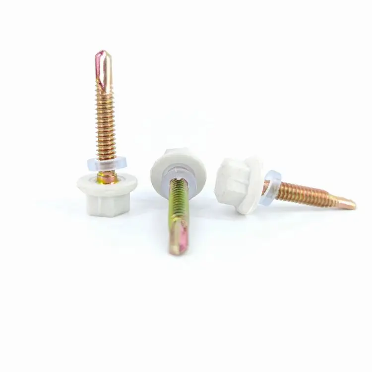Stainless Steel Hex Head Building Roofing Tek Screws Self Drilling Screws With Bonded Rubber Washers