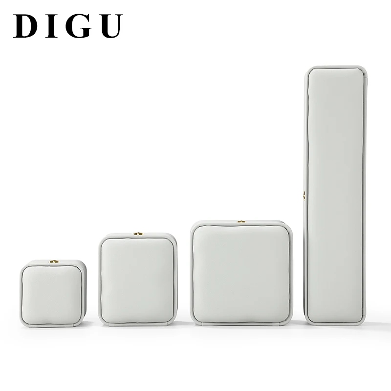 DIGU Custom Wholesale Luxury Women Engagement Button Bangle Cajas Pendant Multiple Color Ring Pu Leather Packaging Jewellery Box