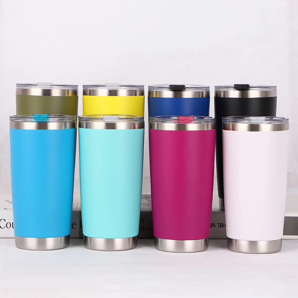 
2021 Hot Sale in USA 20 oz Double Walled Vacuum Insulated 304 Stainless Steel Water Coffee Tea Tumbler Cup with Lid 