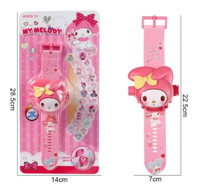Hot Selling Ruunjoy Sanrioed Projection WatchKuromi My Melody Electronic Watch 24 Figure Projection Watch Flip Cute Toy Anime