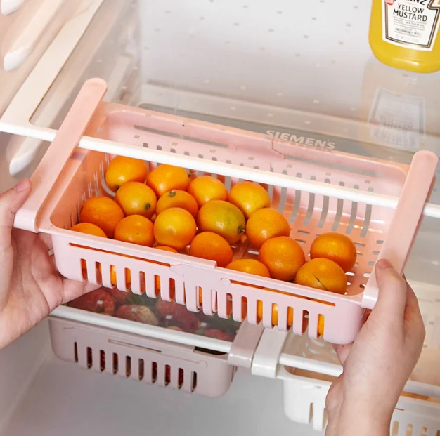 Fridge Organizer Shelf Egg Fruit Storage Box Kitchen Hanging  Refrigerator Baskets