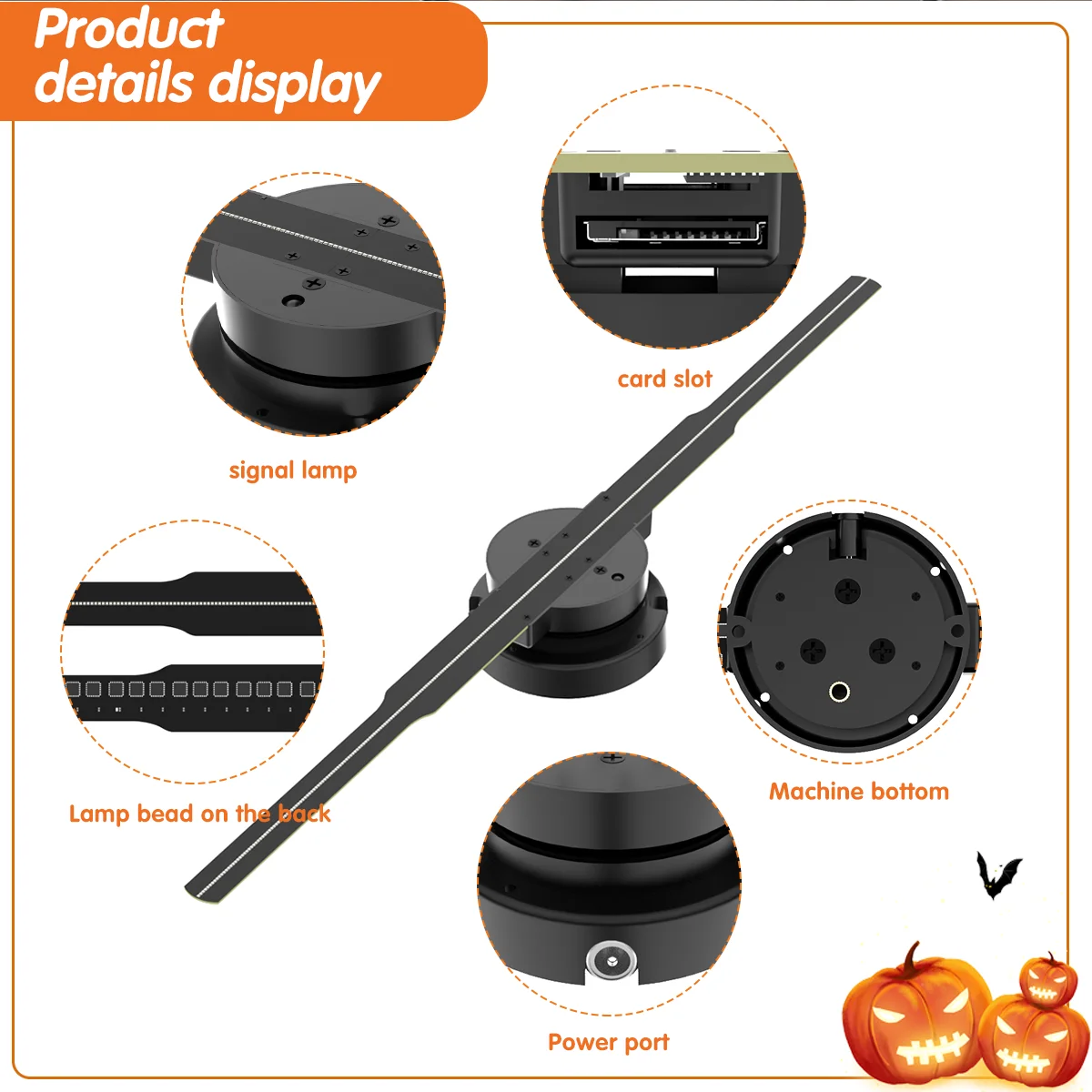 YHPD45 3D Holographic Projection 3D Fan For Advertising Display 45cm Hologram Projector 3d Hologram Light 244 Full Color LED