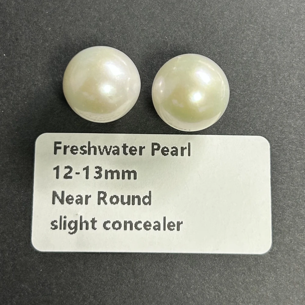 Big Size 12mm Natural Freshwater Pearl Half Hole Round White Beads for Earring