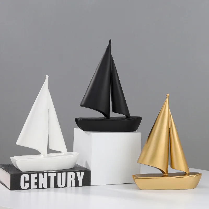 Amazon hot spot modern design minimalist decoration homedecoration modern new trendy items resin sailboat