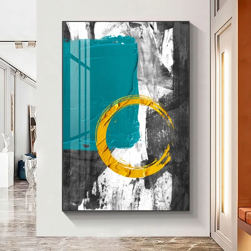 Porch decorative painting Luxury crystal porcelain painting abstract line wall art