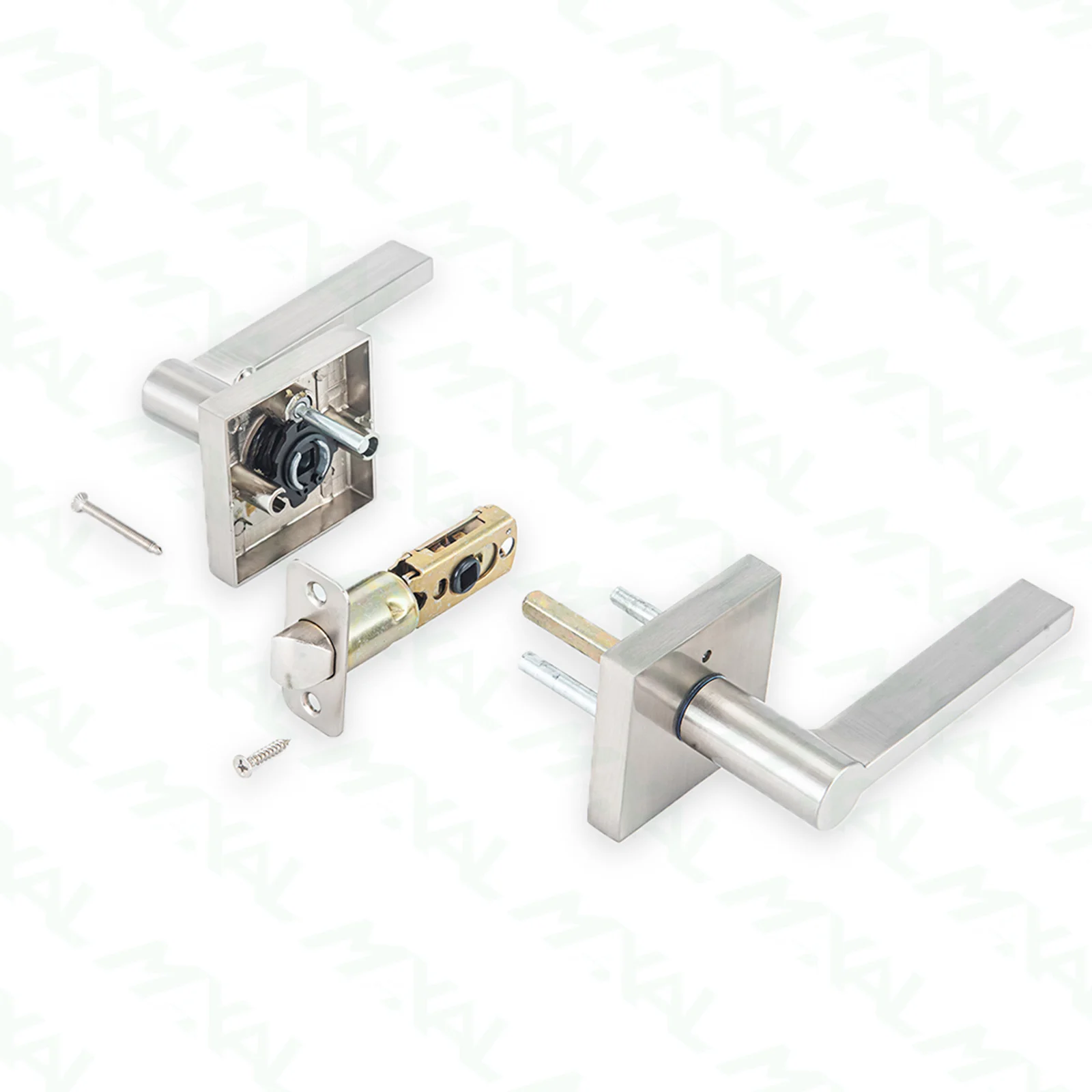 Modern Handle Square Zinc Main Bathroom Lever Privacy Tubular Latch Lock Lever Handle Lockset Door Handle Lock Set