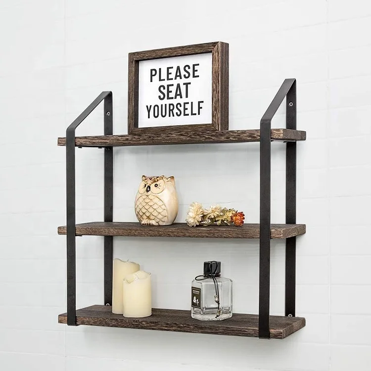 Modern Rustic Rectangular Iron Wall Shelves Home Book and Magazine Rack for Dining Bathroom and Office Furniture-for Malls