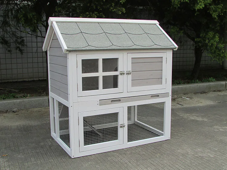 Cheap Design Hot Sale Prefabricated Custom Guinea Pig Ferret Wood Large Pet Cages House Home Run 2 Story Rabbit House Hutch Belt