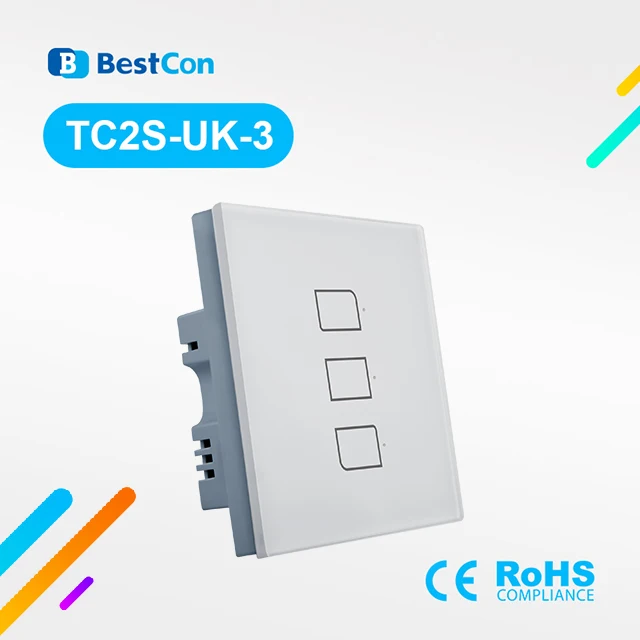 BROADLINK Bestcon TC2S-UK-3gang одиночный живой умный настенный сенсорный выключатель дистанционного управления работает с Alexa