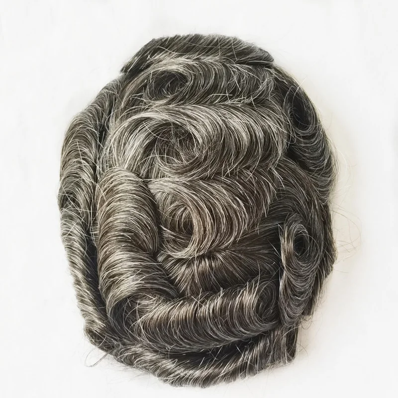 Q6 Wholesale Bleached Knot Natural Hairline Thicker Density Human Real Hair Replacement System Piece Full Swiss Lace Men Toupee
