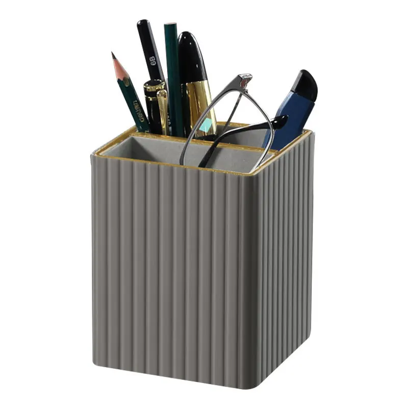 Органайзер для ручек MAVOBO из искусственной кожи с двумя отделениями, роскошный настольный офисный держатель для ручек из искусственной кожи