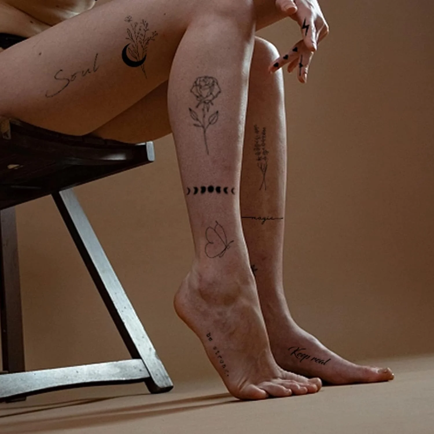 Remove adult tattoos,185 pieces of minimalist waterproof inspirational wildflower bouquet adult tattoo stickers