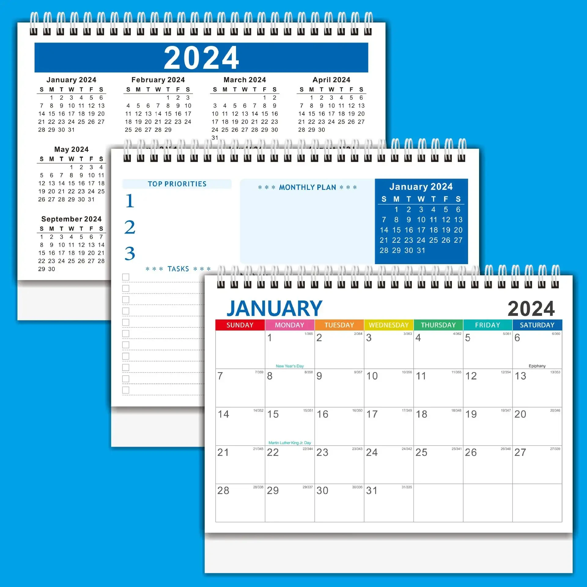 Bview Art Desk Calendar Daily Monthly Page Schedule Calendar Custom Logo 2024 To-do List Calendar