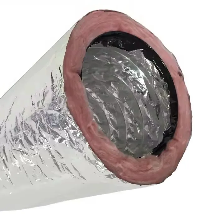 Glass Fiber Cloth Insulation Duct Ventil Flexible HVAC System Air Conditioning Aluminum Foil Fiberglass Insulated Pipe