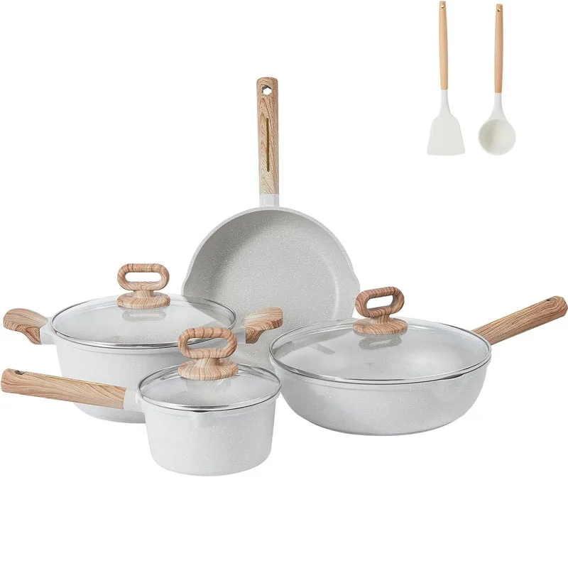 9 pieces nonstick cookware sets, granite cookware, cast aluminum pan set, pots set, casserole, fry pan