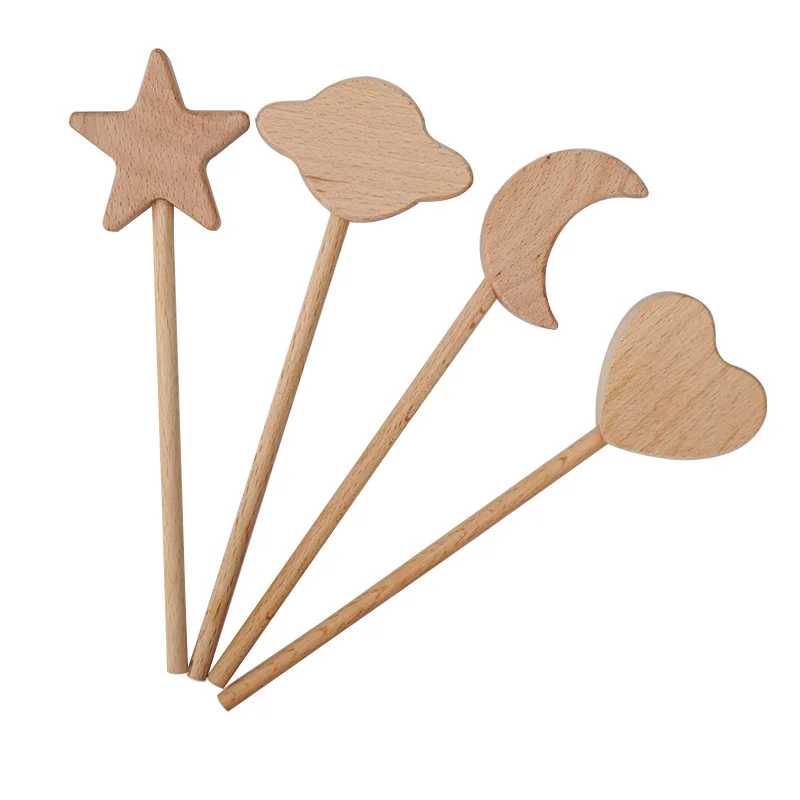 Wood Magic Fairy Princess wand moon star heart wand Wooden beech Princess Fairy stick girl birthday gift