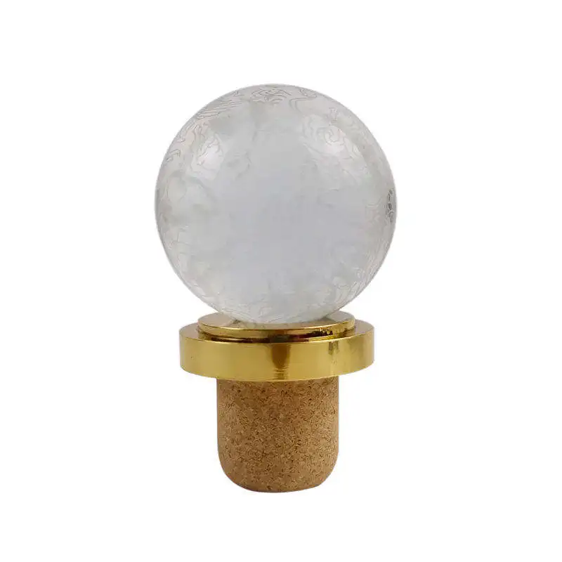Creative spherical crystal glass stopper, polymer cork sealed packaging red wine bottle cap