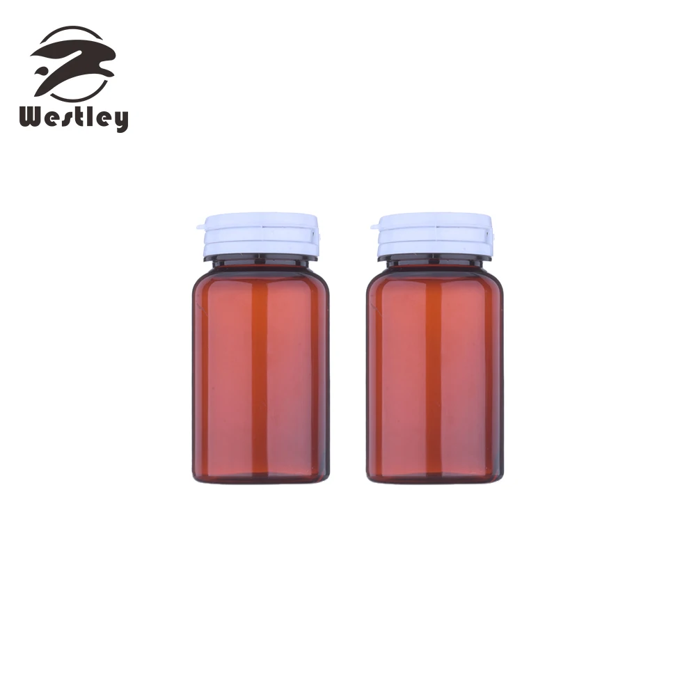 Hot Sale Medical packaging Plastic Bottles HDPE 60ml Medicine black Pill Bottle for Capsule Vitamin with tear off lid wholesale