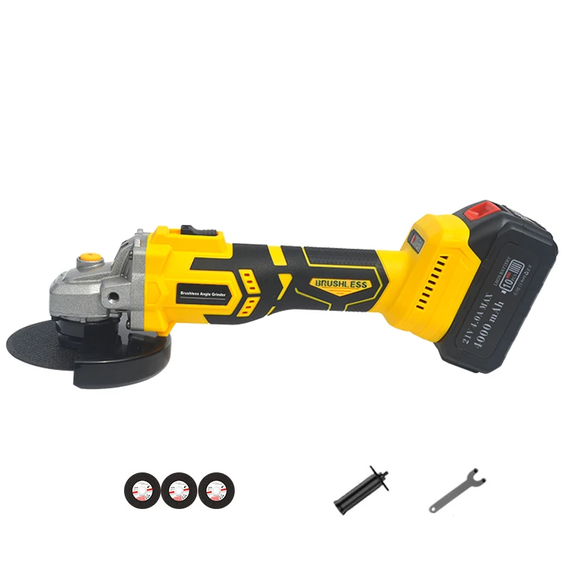 Brushless electric angle grinder professional power tools lithium battery rechargeable handheld cutting home polishing machine
