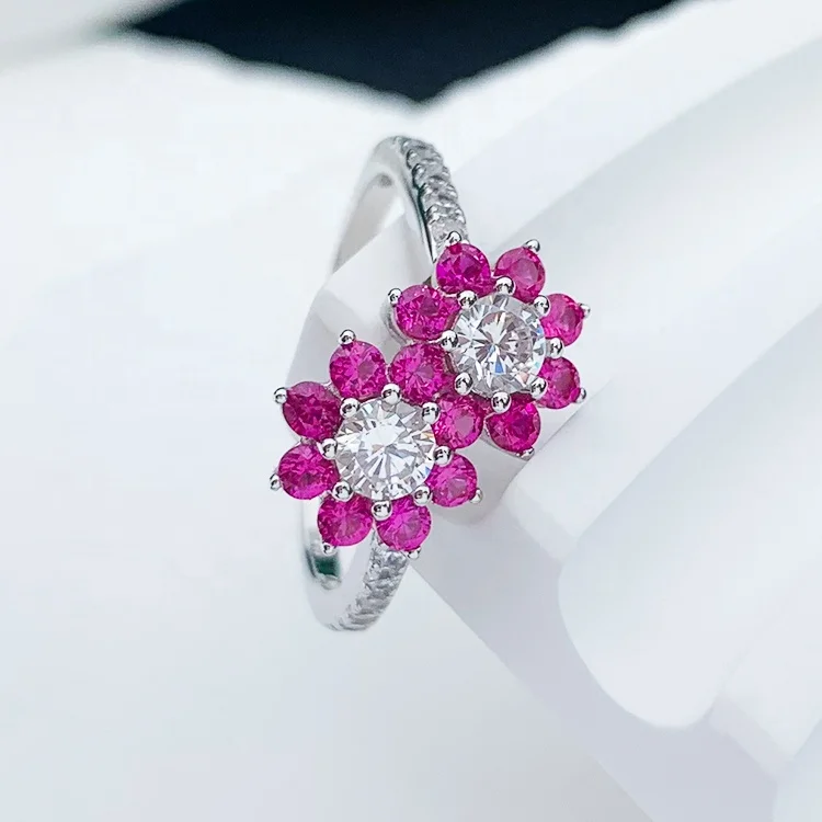 Flower Shape Design Sterling Silver 925 Ring with 5A Zircon Light Luxury Jewelry for Women Gifts