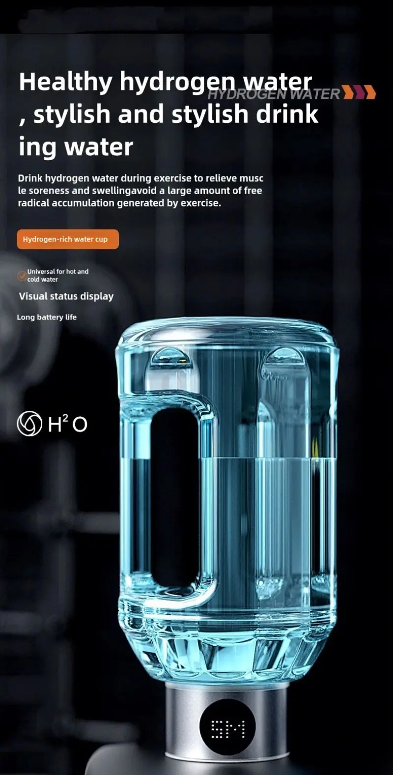 1.5L New Arrival Rich Hydrogen Cup Sports Convenient SPE Membrane Hydrogen Oxygen Separation