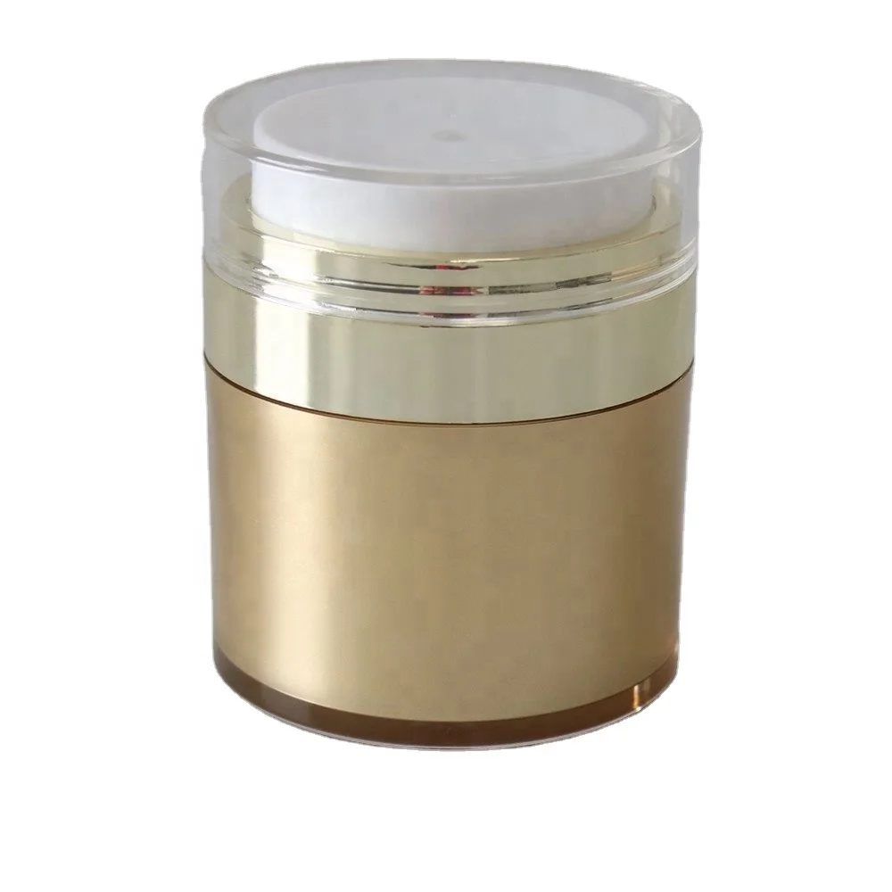 
Cosmetic gold Airless jar Low MOQ Double Wall Acrylic Screen Printing Customized cream jar 15g 30g 50g 