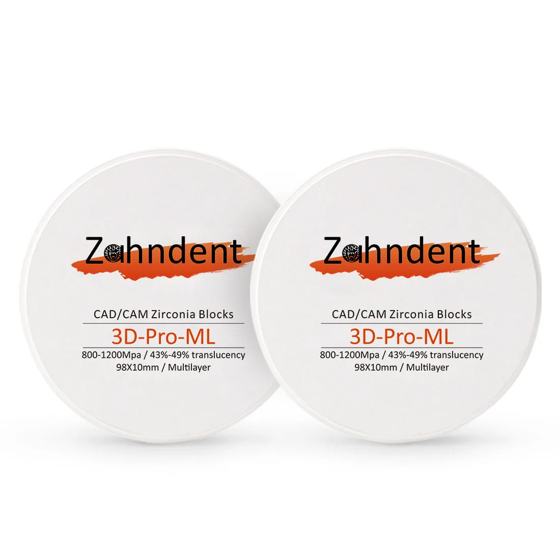 Zahndent 800-1200MPa flexural strength dental zirconia block teeth restoration for dental lab 3d pro ml