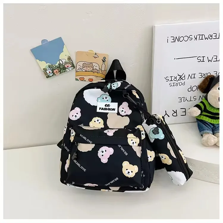 Korean version of ins cute cartoon bear girls backpack bags boys soft high quality school bag for age 6 to 12 years