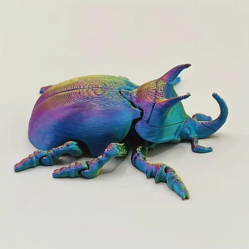 3D Printed Unisex Kids Toy Model Creative Unicorn Beetle Joint Movable Ornament Trendy Animal-Themed Plastic Toy
