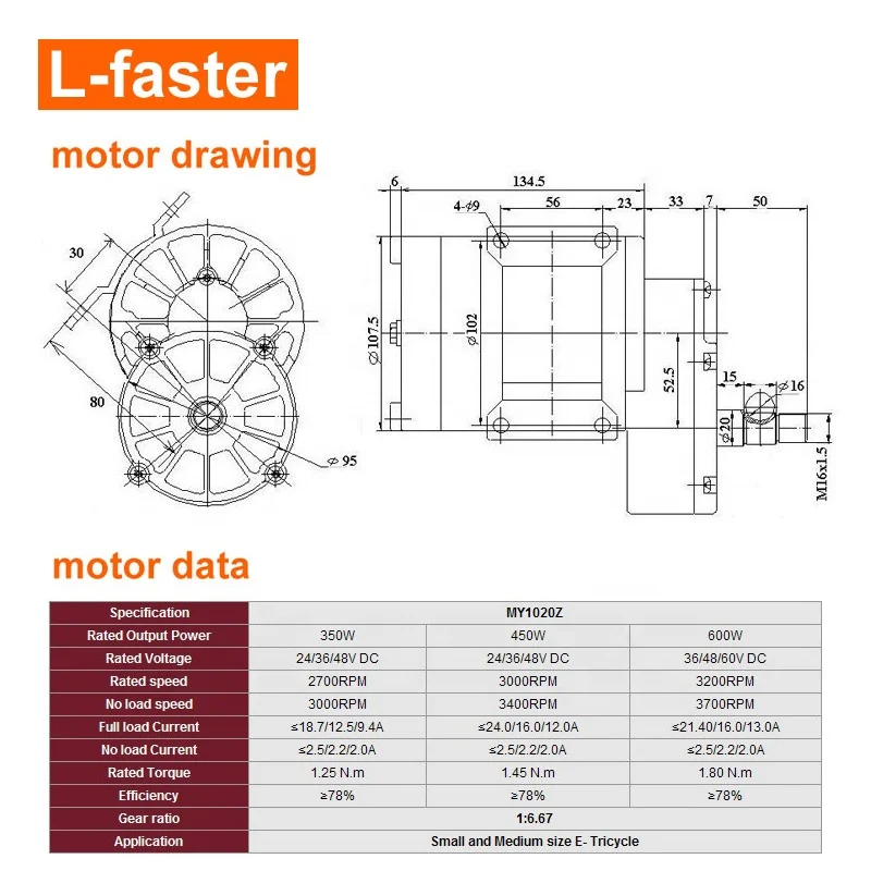48V 600W Electric Tricycle Motor Kit Electric Rickshaw Motor Set Electric Three-wheeled Vehicle Geared Engine Kit