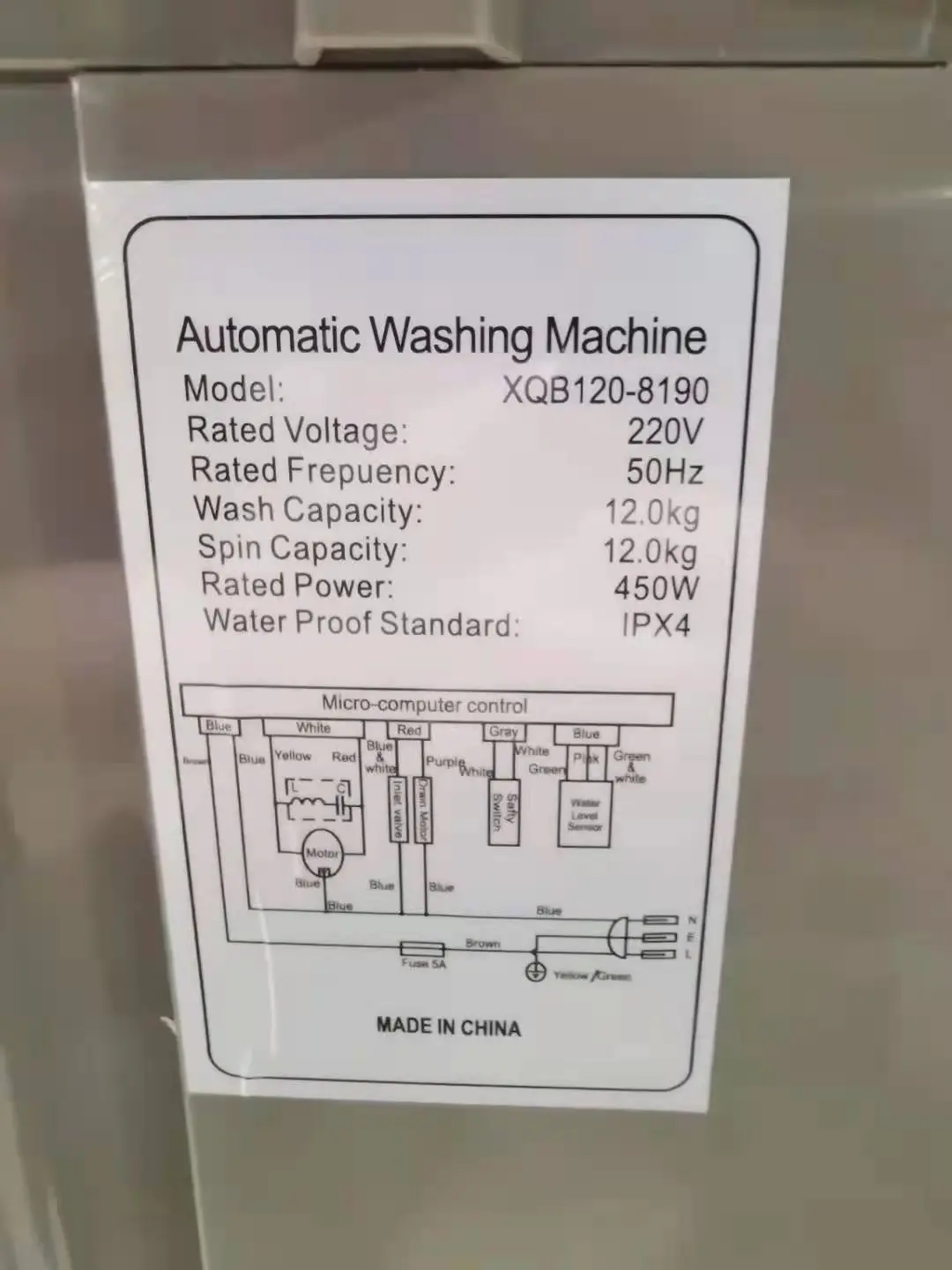 English fully automatic washing machine foreign trade export blue light air dried 12kg