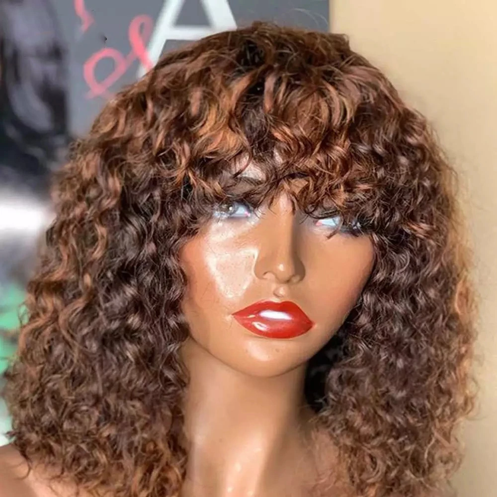 
2020 New Hairstyles High Density Ombre 1b 27/30 Brown Deep Curly Wig 100% Human Hair Wigs for Black Women 