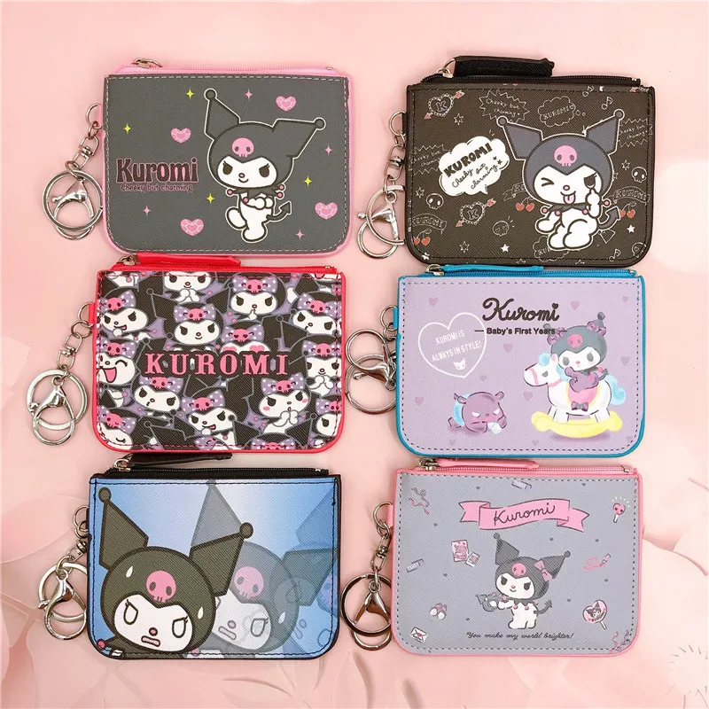 Sanrio Cartoon Coin Purse Kurumi Cinnamoroll Dog Work Badge Sleeve Work Card Sleeve Badge with Key Ring Coin Card Bag Wallet