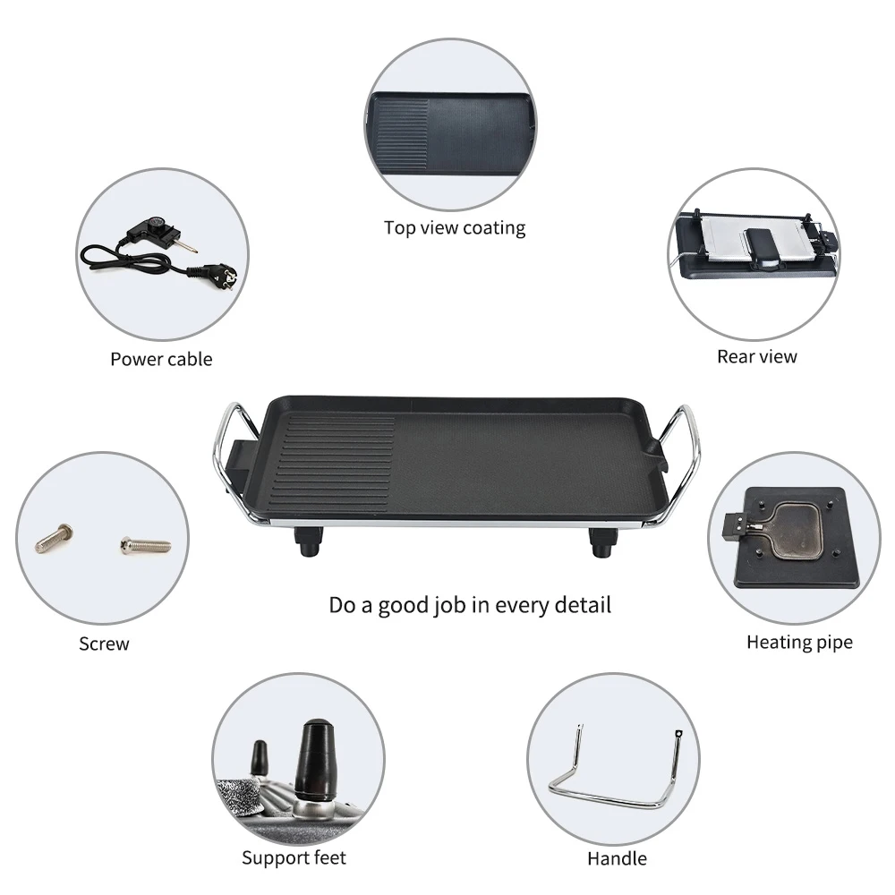 42x24cm electric grill pan outdoor electric bbq grill pan electric grill with hot pot