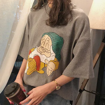 Футболка для женщин 2021 летние топы 3D Футболка с принтом персонажей из мультфильмов Femme забавная футболка с короткими рукавами в стиле Харадзюку; Цвет белый, черный teesfemme женские футболки с рисунками из мультфильмов