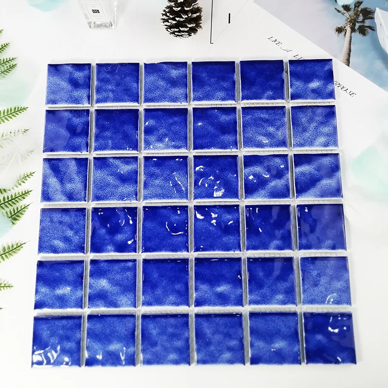 Ice crack swimming pool blue mosaic ceramic tiles swimming pool background wall bathroom mosaic wall tiles