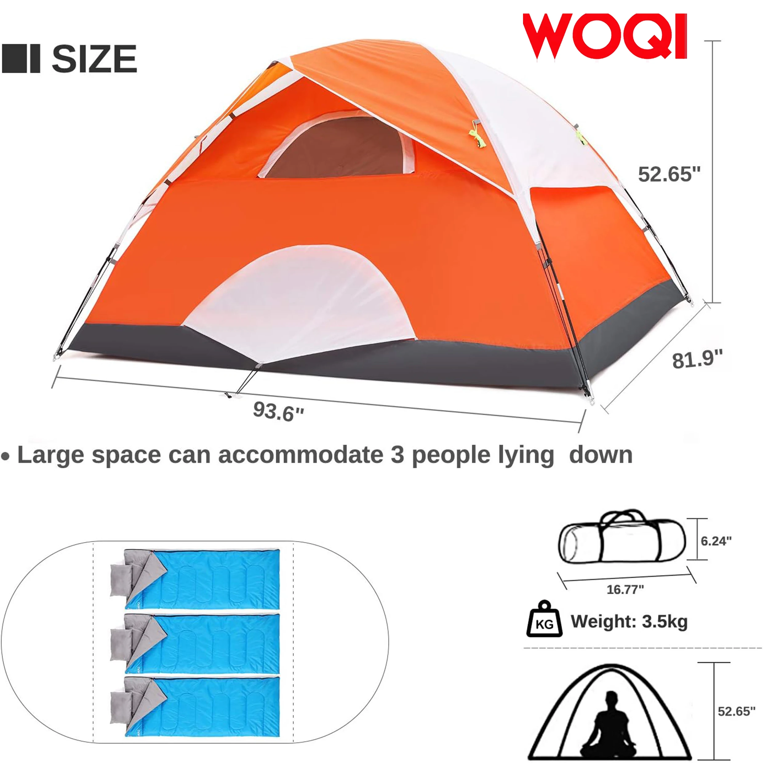 WOQI camping dome tent, waterproof, spacious, and lightweight