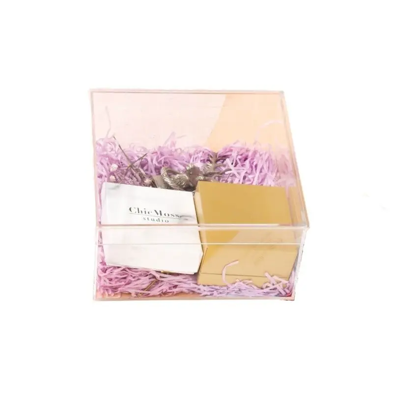 Wholesale Custom Transparent Gift Decoration Box Hand-made Display Box Acrylic Geometric Flower Box