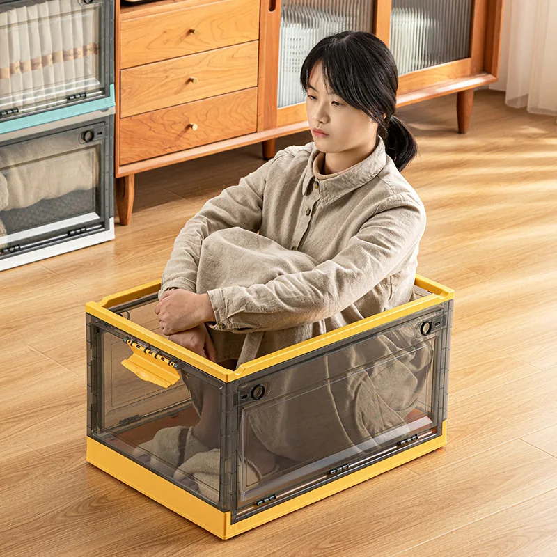 Clothes side door sorting box Household outdoor camping folding storage box Transparent oversize storage box
