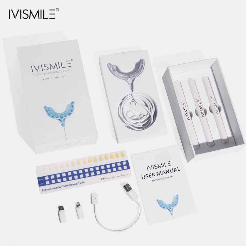 2022 Home Professional Portable Usb Connected Uv Dental Teeth Whitening Kit with Led Light and Gels