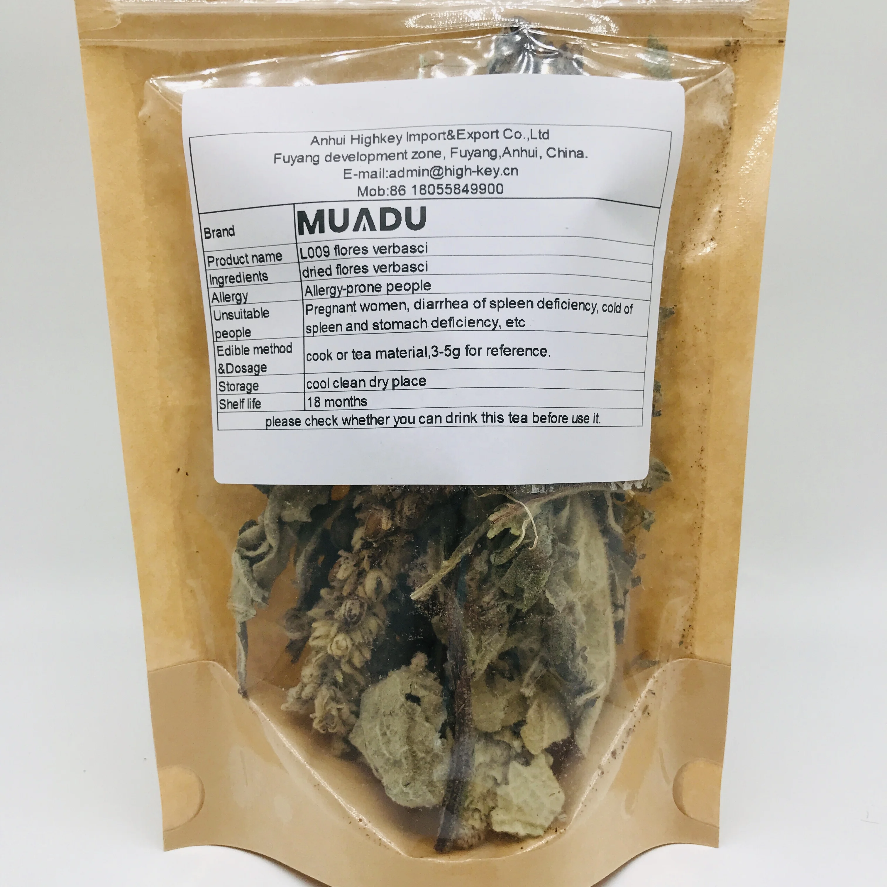L009 Mao Rui Hua Bulk Dried Great Mullein Leaf High Quality Natural Herb Flores Verbasci Tea