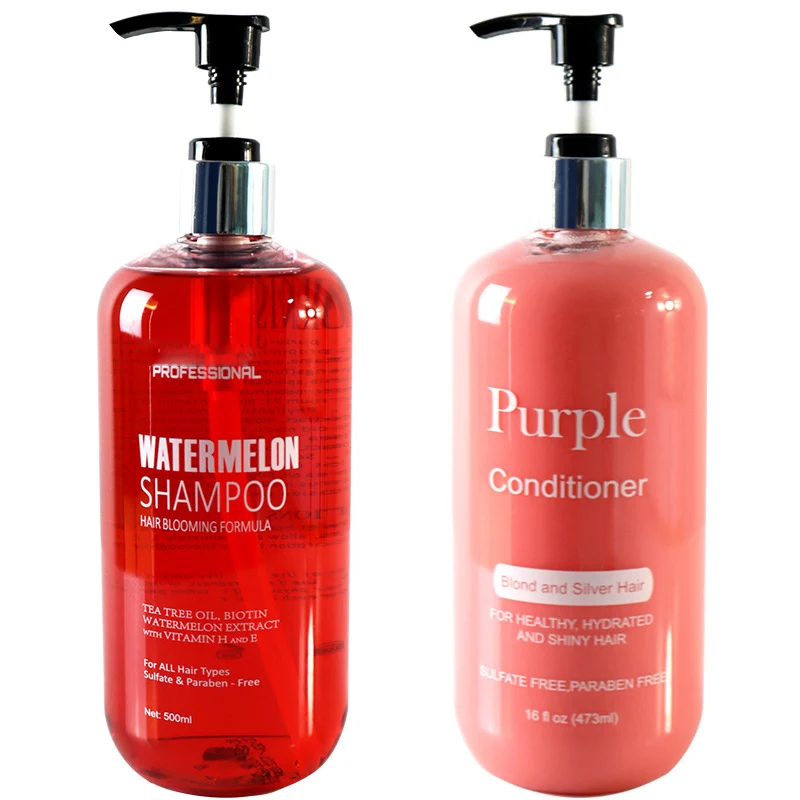 Wholesale natural organic sulphate free organic anti hair fall loss shampoo watermelon tea tree oil Shampoo And Conditioner Set
