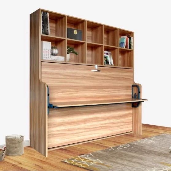 Side-turning wall bed small apartment hidden wardrobe integrated wall hanging multi-functional balcony desk style invisible bed