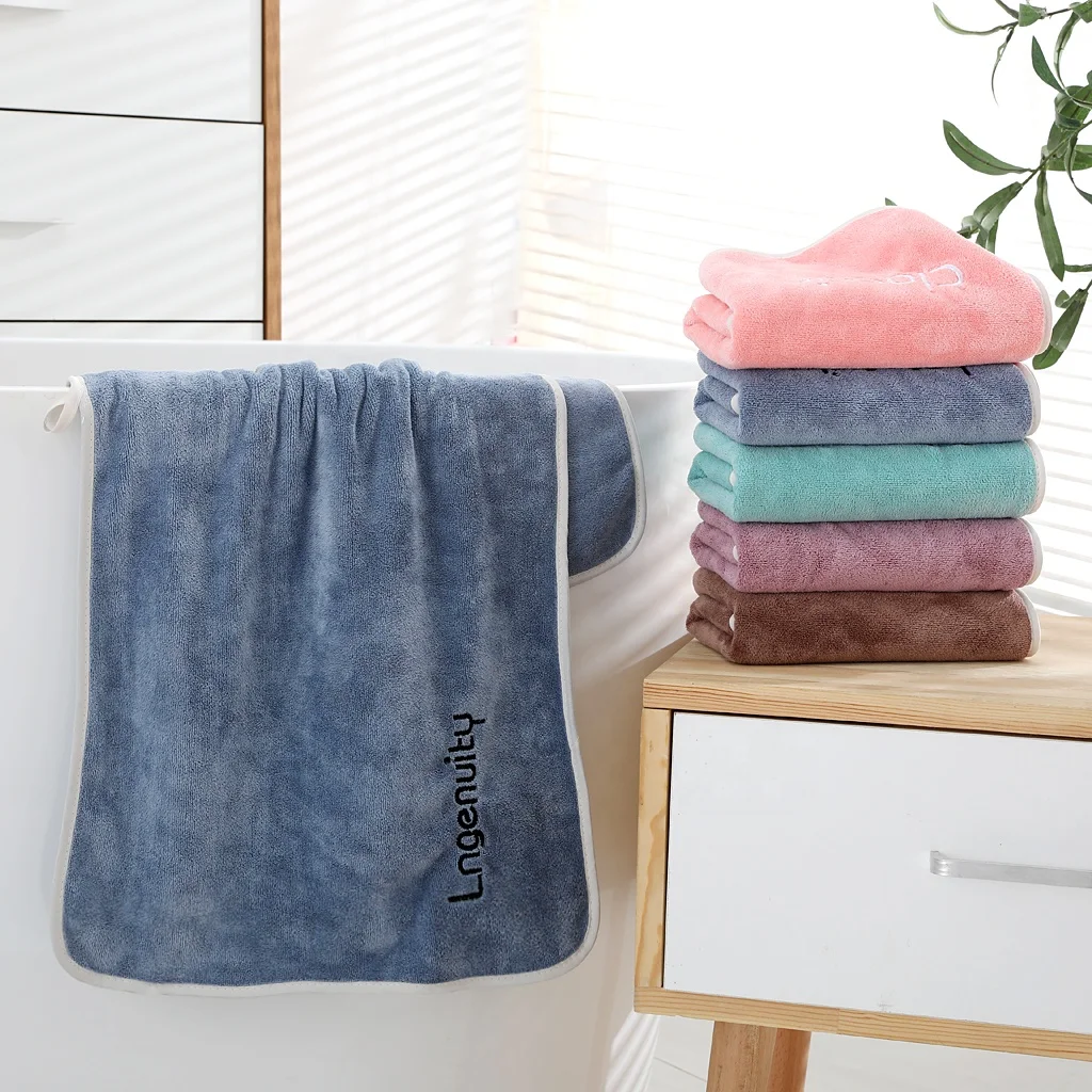 Wholesale Chinese professional factory 80 polyester 20 polyamide microfiber shower towel with embroidery logo