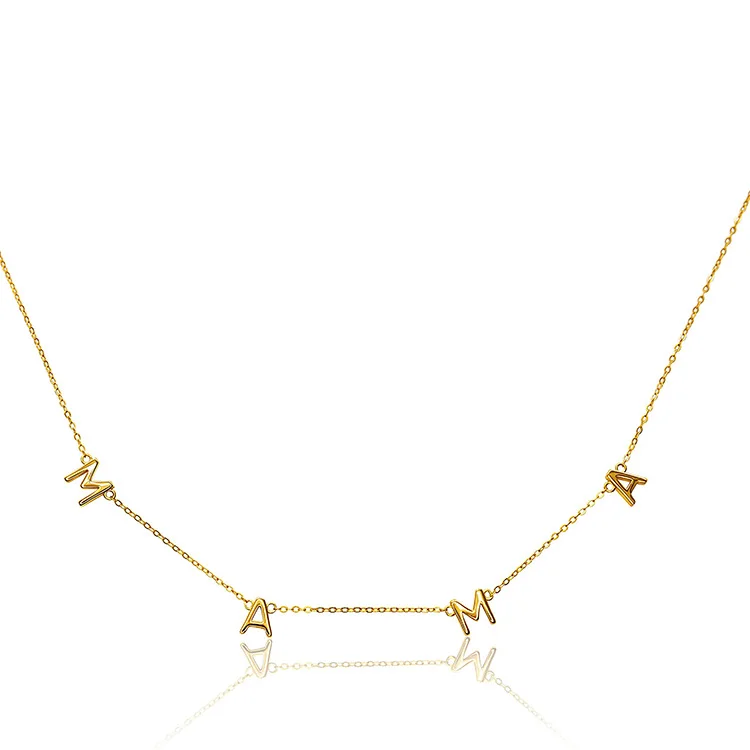 Заводская распродажа 925 стерлингового серебра позолоченная мама письмо звено цепи ожерелье