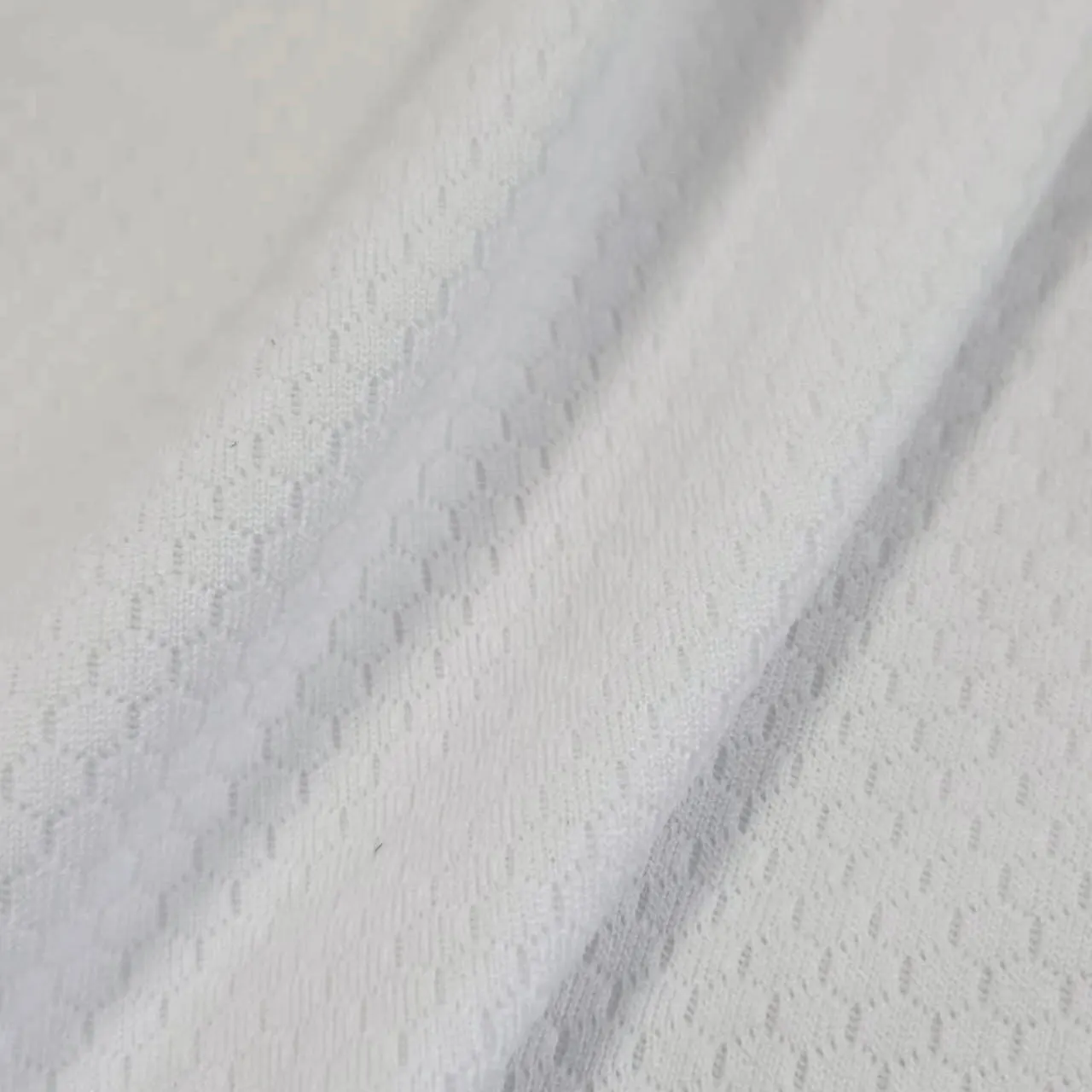Quick-Dry Wholesale  High-Strength T-Shirt Breathable White Mesh Design 100% Polyester Memory Stretch Honeycomb Knit