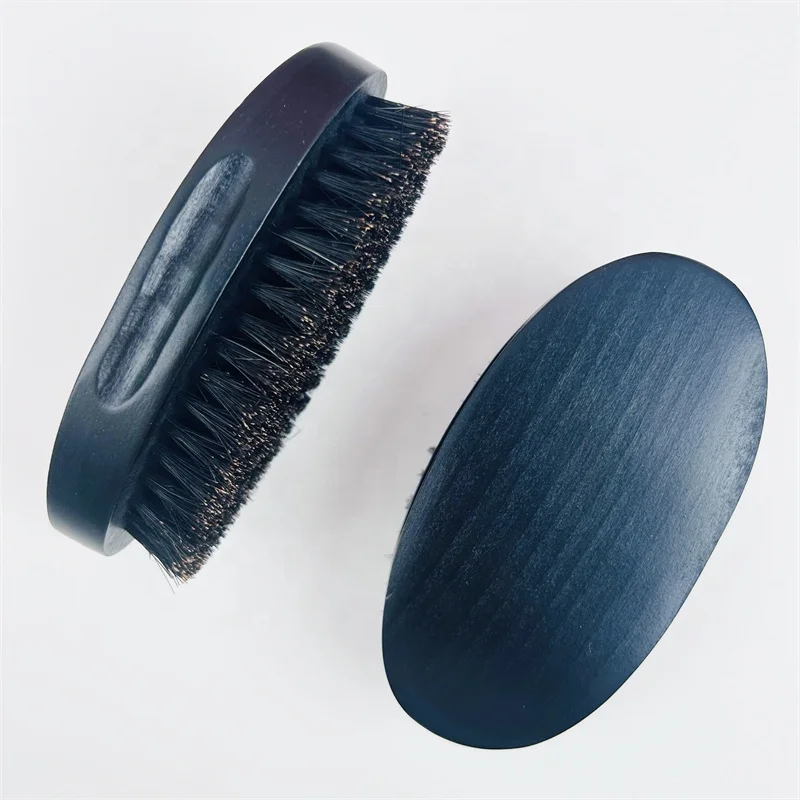 100% Natural Boar Bristle Beard Brush Mens Shaving Brush Wooden Handle Curved Custom Beard Care Wave Brush
