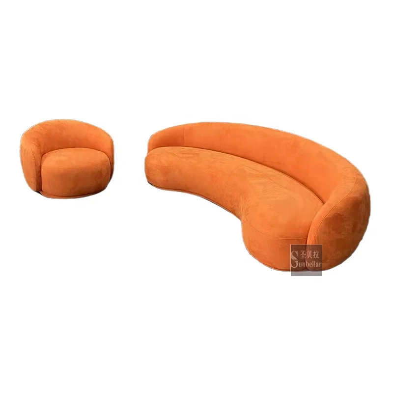 latest hotel furniture special shape sofa living room minimal modern luxury design half moon shape velvet curved sofa for shop